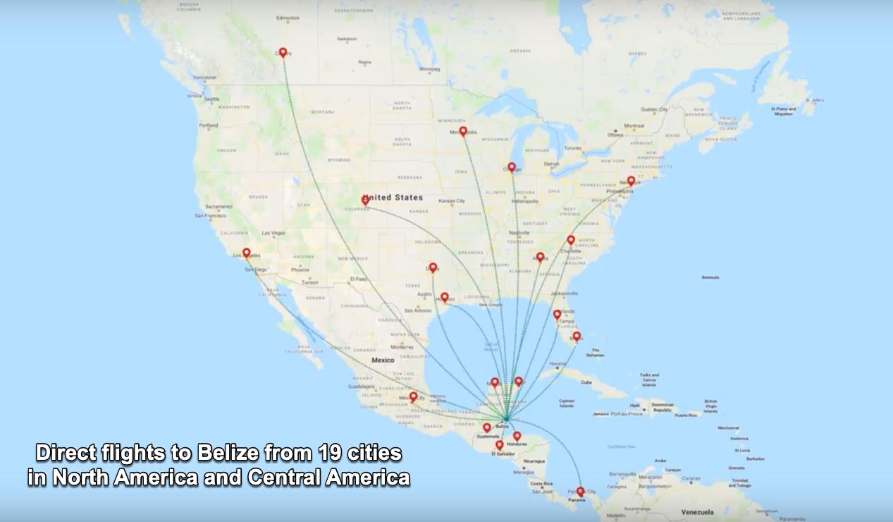 Belize Flight Origin Map